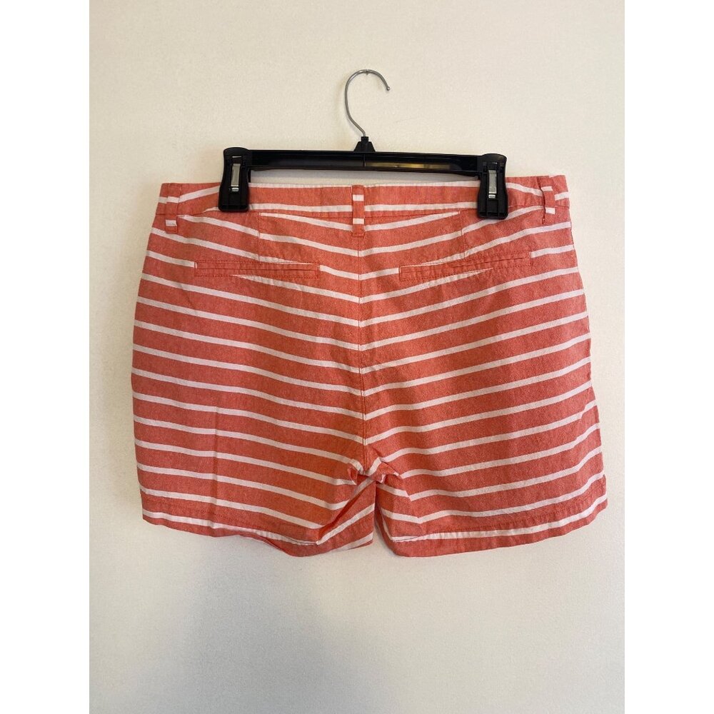 Old Navy Women's Peach & White Striped Cotton Shorts Size 10 With Pockets - Picture 3 of 5